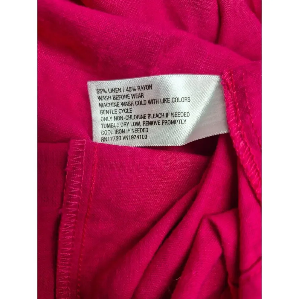 Universal Thread Linen Blend Fuchsia Midi Dress Pockets Size L - Picture 7 of 7